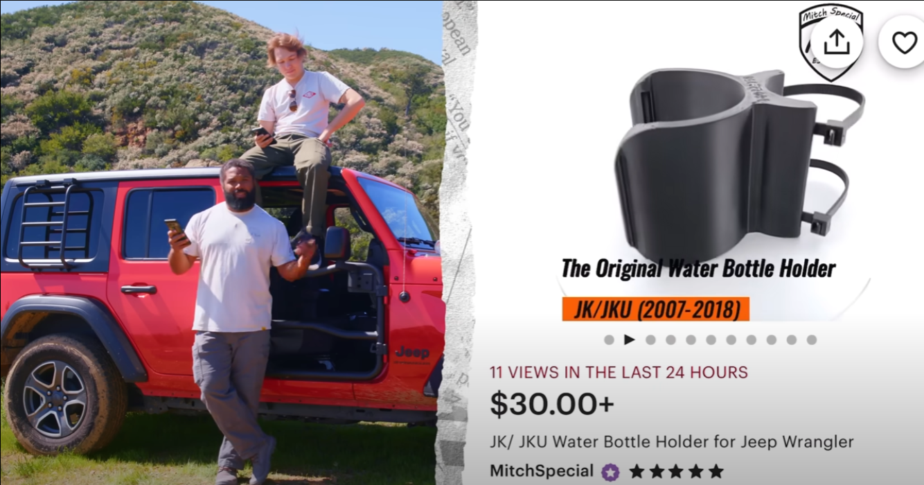 Load video: Donut does a review of Mitch Special&#39;s Jeep JL Water bottle Holder